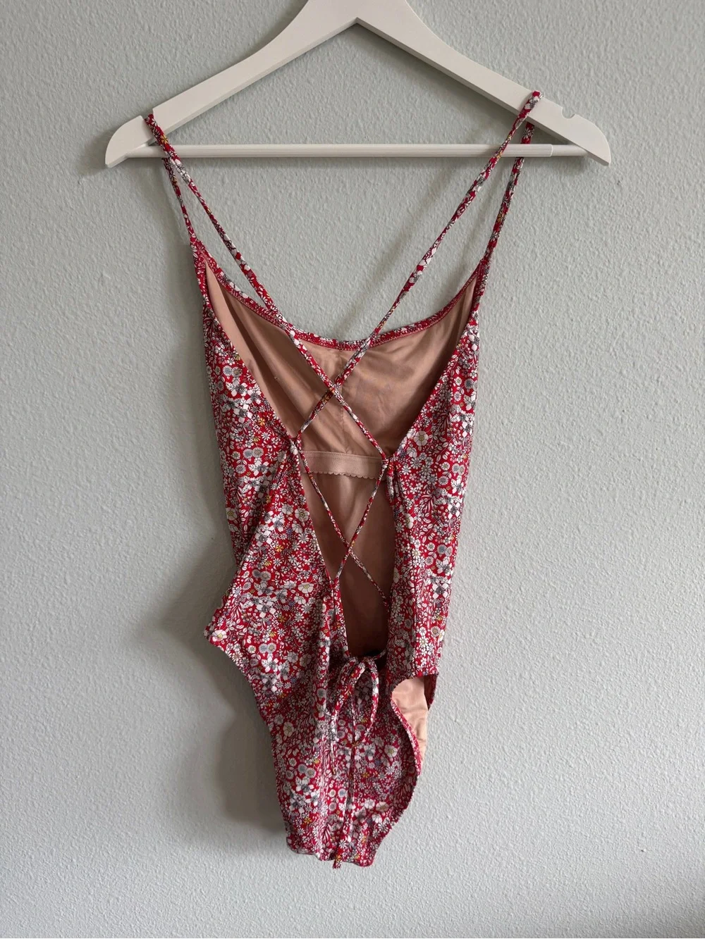 J. Crew Liberty London Red Floral Strap One Piece Bathing Suit Size 10